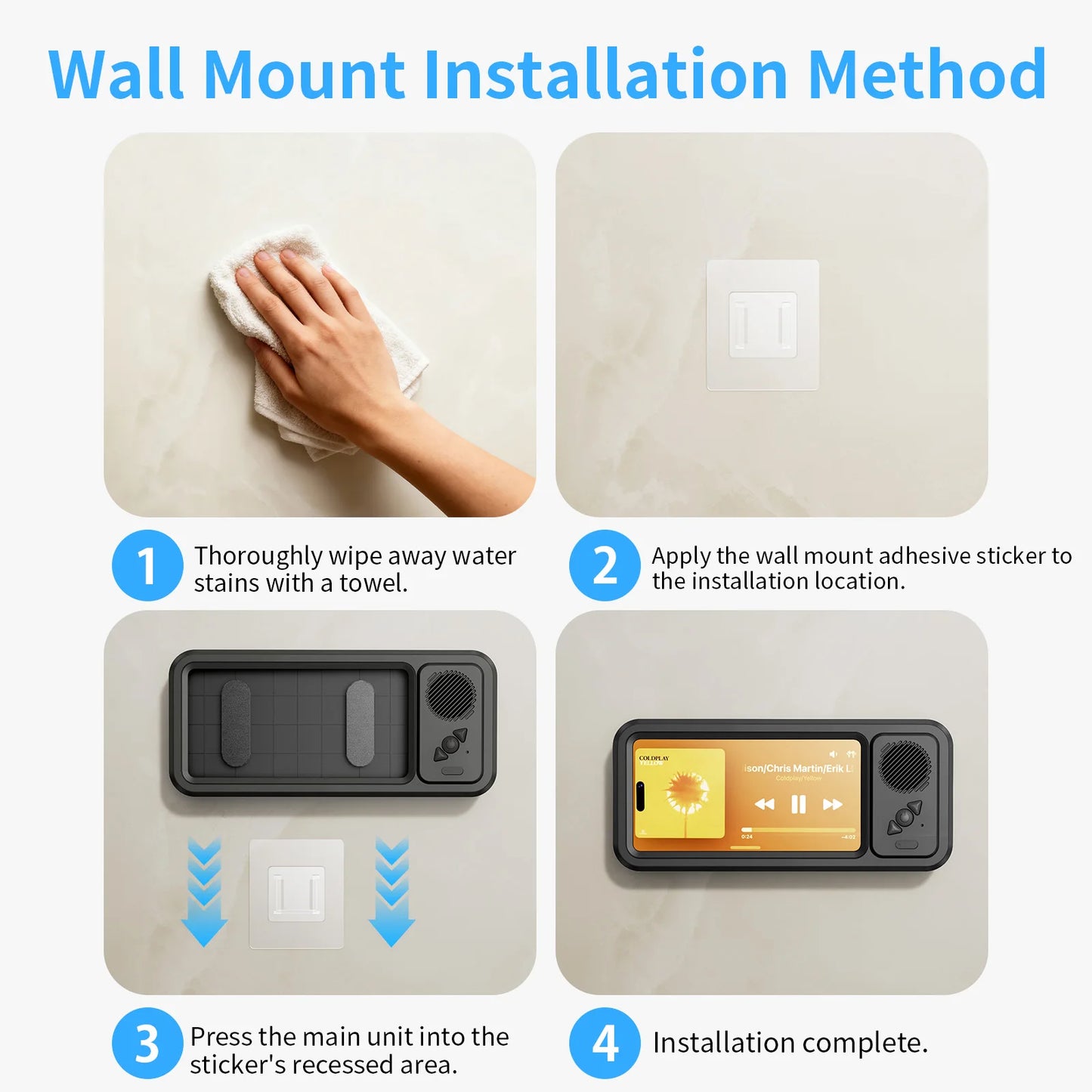 Eary Shower Phone Holder Waterproof 360°Rotation Shower Phone Case  Cover Mount Stand for Bathroom Wall Mirror Kitchen