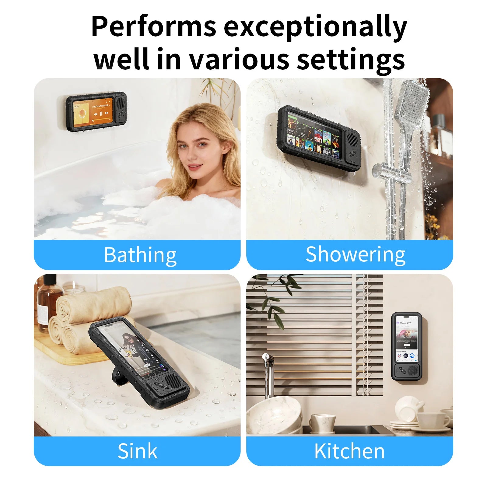Eary Shower Phone Holder Waterproof 360°Rotation Shower Phone Case  Cover Mount Stand for Bathroom Wall Mirror Kitchen